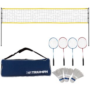 Including Net, 4 Racquets & 3 Shuttlecocks Portable Badminton Complete Set. 