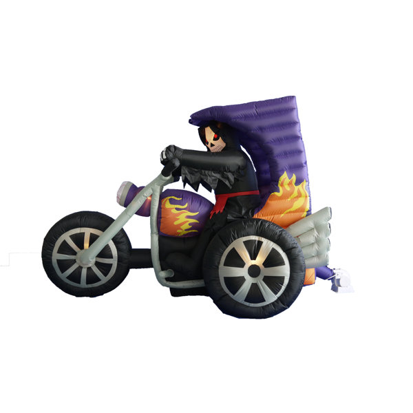 The Holiday Aisle Halloween Inflatable Skeleton On Motorcycle