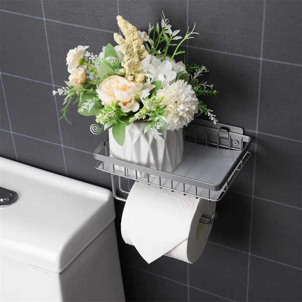 2 pack Wall Mount Toilet Tissue Paper Roll Holder& Dispenser with Storage Shelf 
