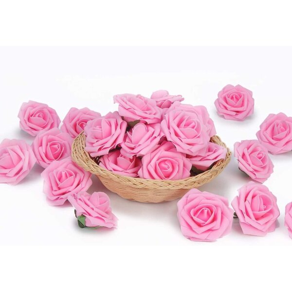 50/144pcs Artificial Flowers Foam Roses with stem Wedding Bouquet Party Decor