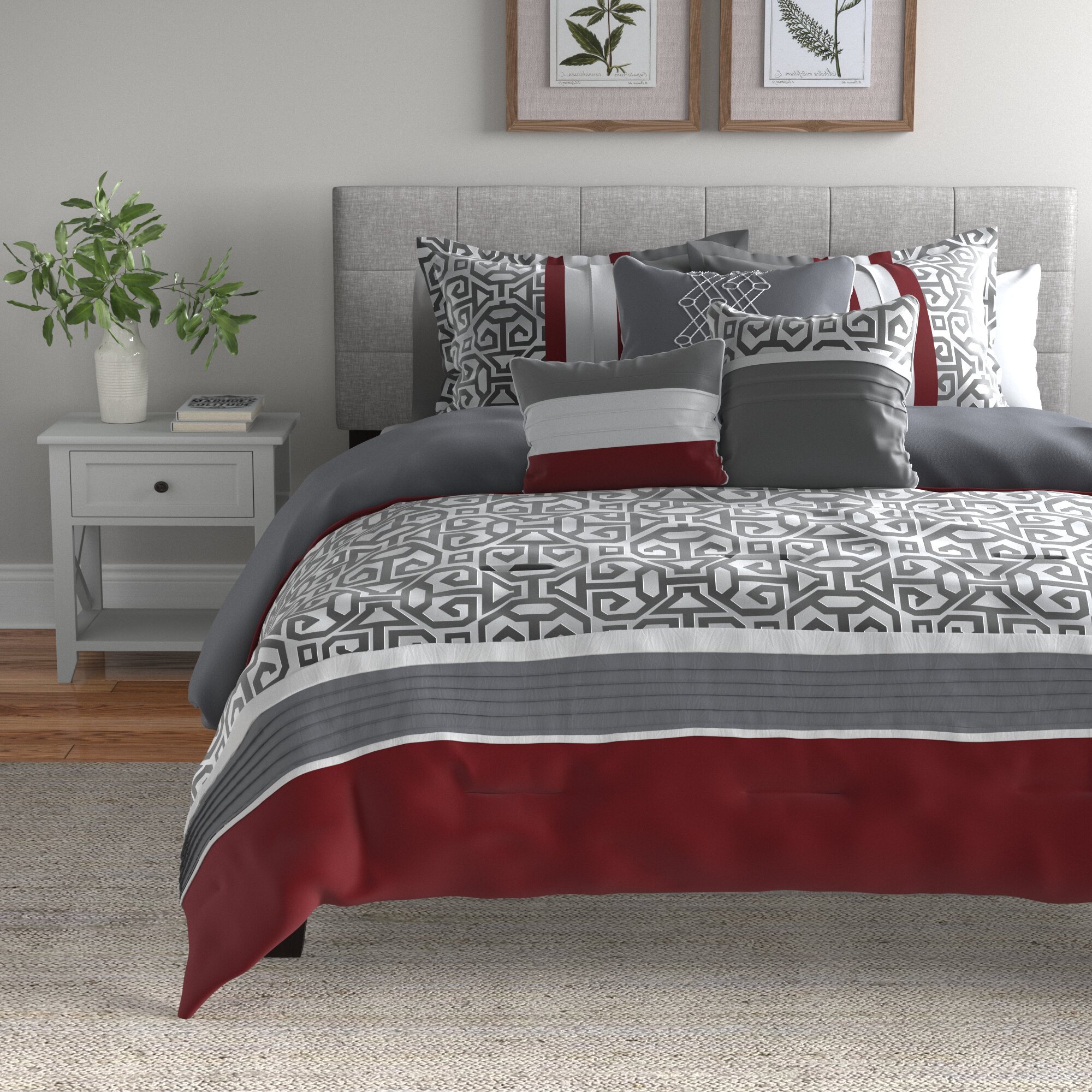 Details about   Red with Gray Play Reversible Microfiber Comforter Set  with Sheet