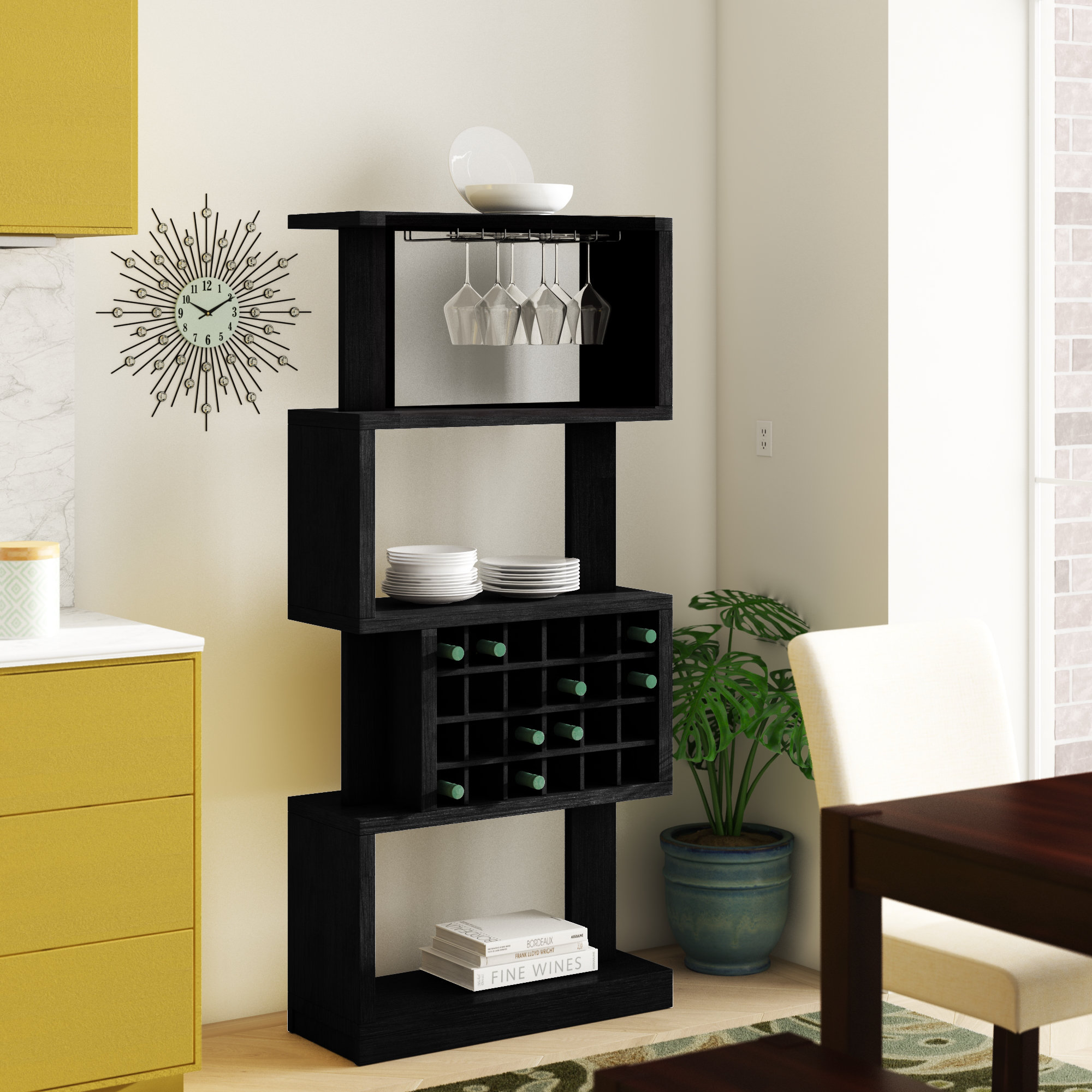 Zipcode Design Belle Haven 24 Bottle Floor Wine Bottle And Glass Rack Reviews Wayfair