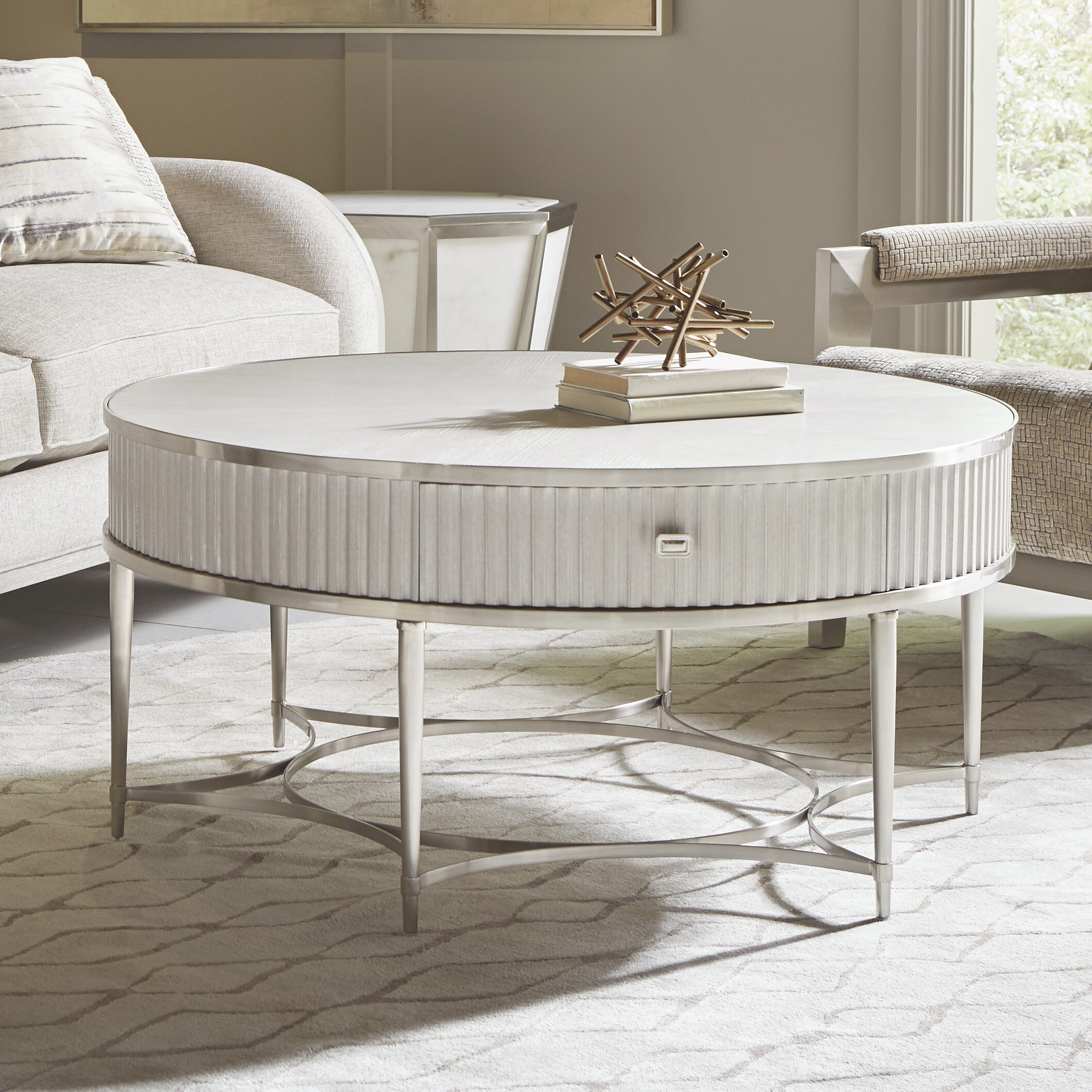 Round Coffee Table With Storage Ottomans Ideas On Foter