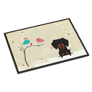 Christmas Presents Between Friends Dachshund Doormat