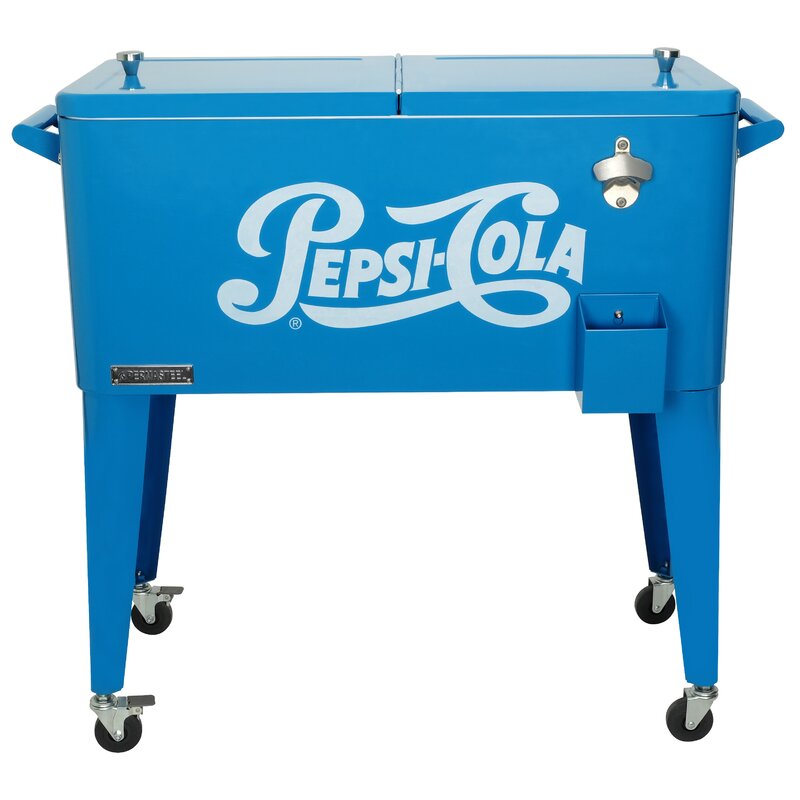 blue rolling cooler