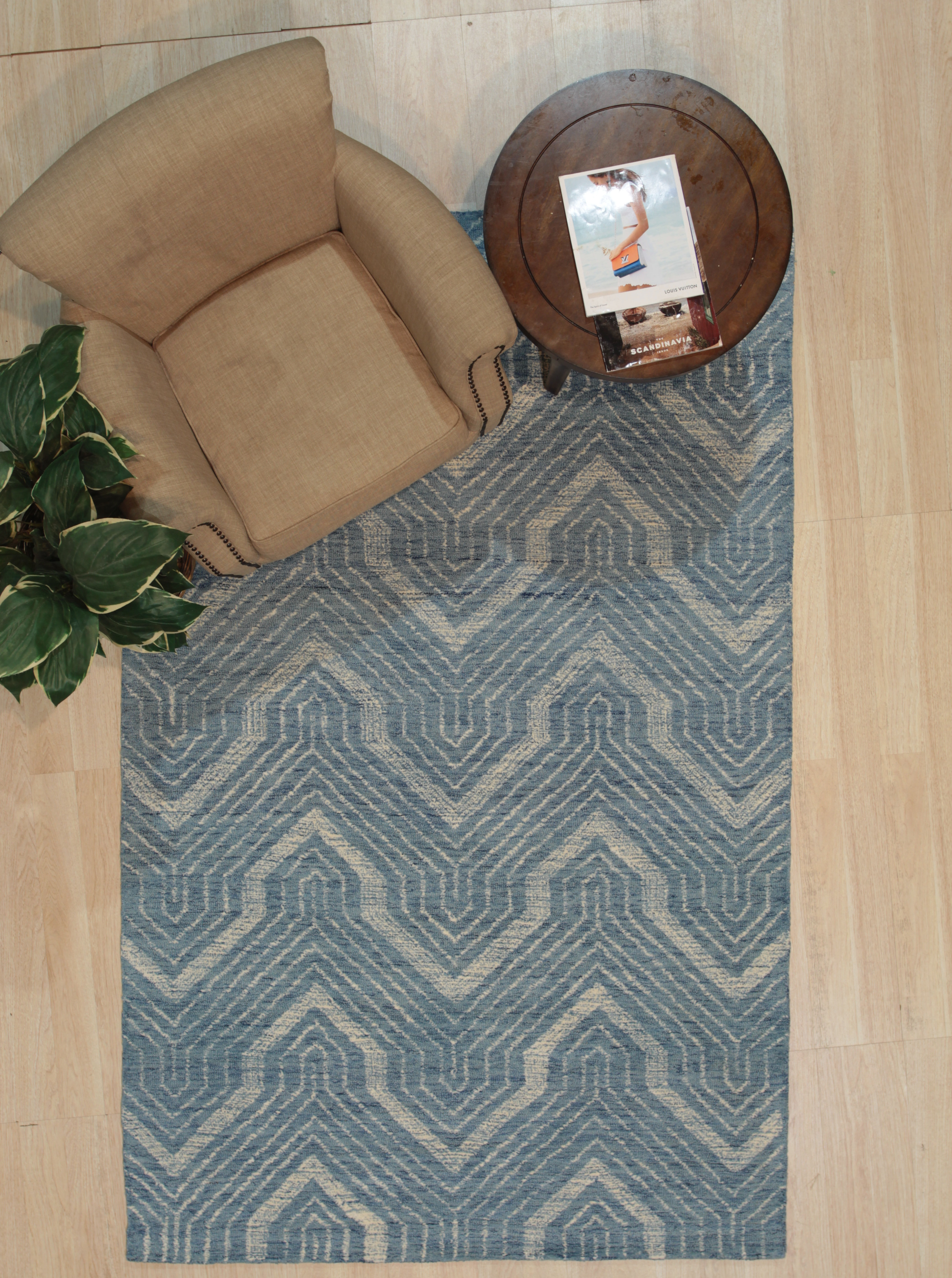 Corrigan Studio Barnhill Hand Tufted Wool Blue Brown Rug Wayfair