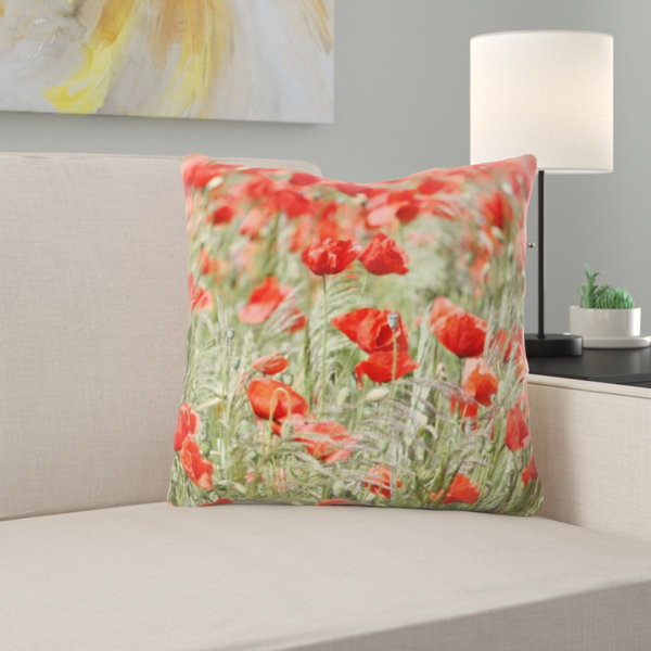 poppy colored throw pillows