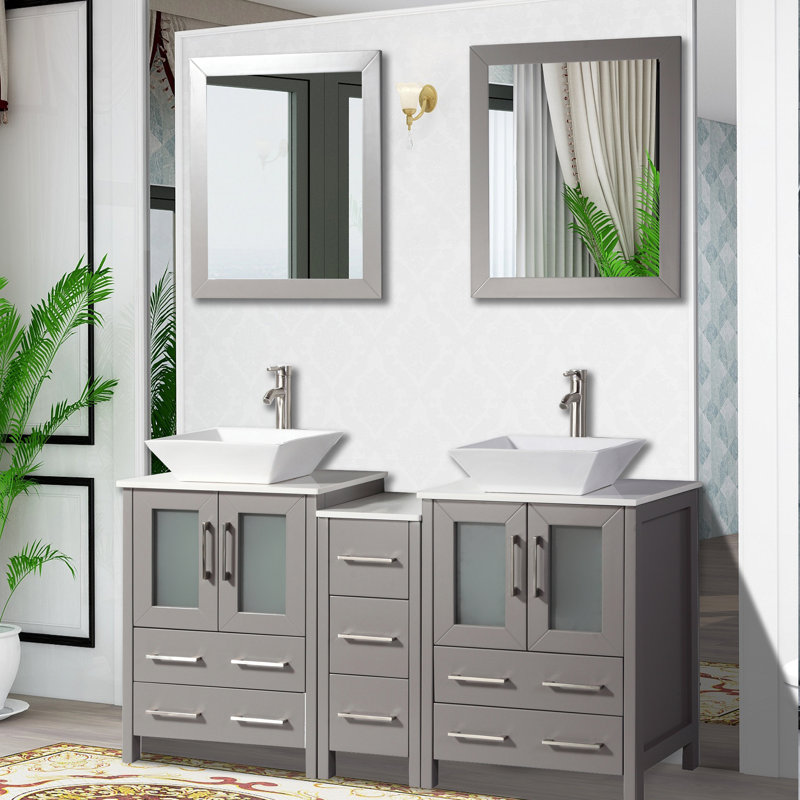 Brayden Studio Mehara 60 Double Bathroom Vanity Set With Mirror Reviews Wayfair