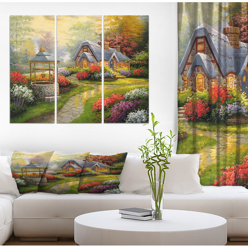 East Urban Home Sunset Stone Country Cottage Oil Painting Print