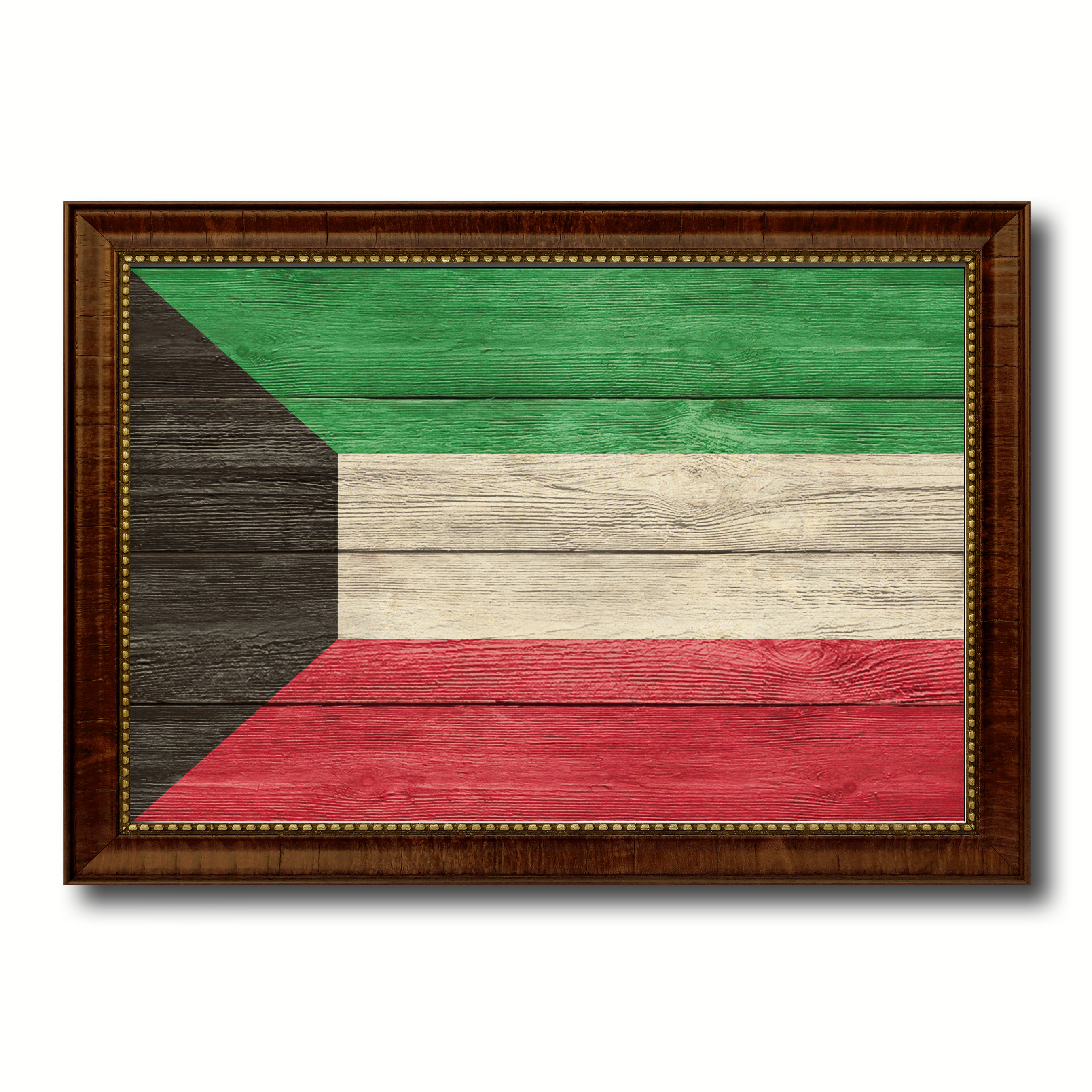 Williston Kuwait Country Textured Flag Picture Frame Print on