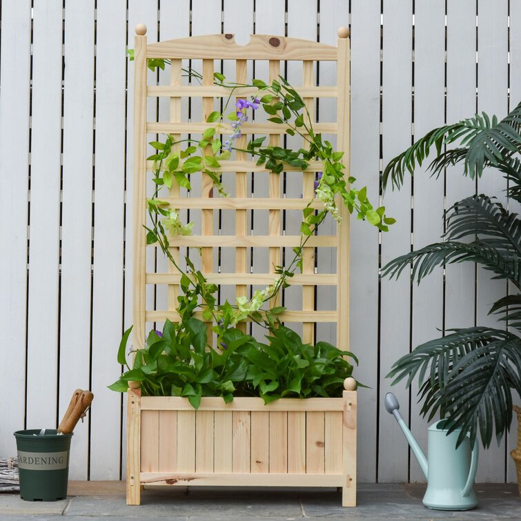 Laurel Foundry Modern Farmhouse Rathdrum Wood Planter Box With Trellis Wayfair