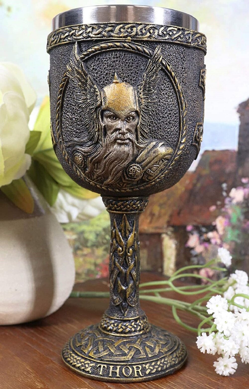 Viking Loki Wine Goblet Chalice Figurine Norse Mythology Shapeshifter Trickster 