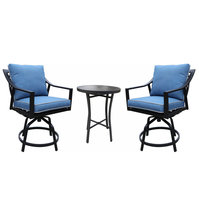 Canora Grey Rolla Outdoor 3 Piece Bar Height Dining Set ...