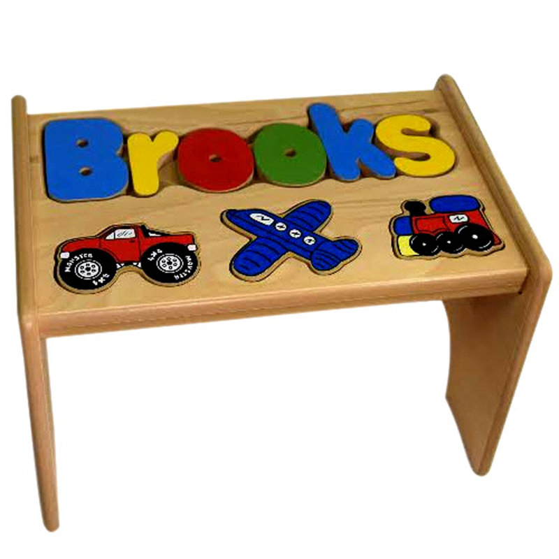 Zoomie Kids Tinsley Child Transportation Themed Wooden Puzzle Personalized Step Stool Wayfair