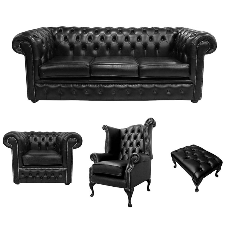 Rosalind Wheeler Stoutland Chesterfield 4 Piece Leather Sofa Set Wayfair Co Uk