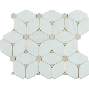 Cecily Pattern Polished Marble Mosaic Tile in White