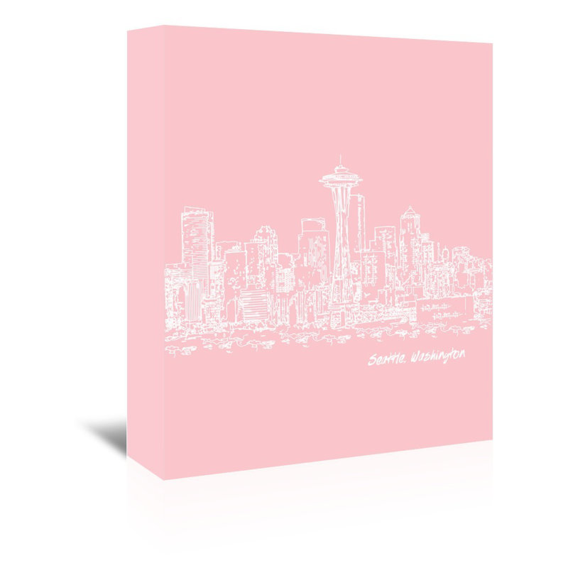 East Urban Home Skyline Seattle 9 Graphic Art On Wrapped Canvas In Pink Wayfair