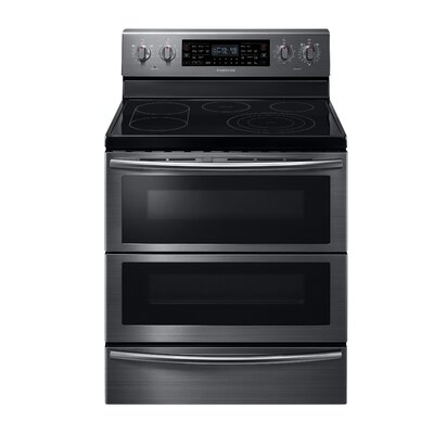 Samsung 30" 5.9 cu. ft. Electric Flex Duo Range with Soft Close Finish: Black Stainless Steel