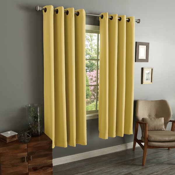 4Pc Modern 4Pc Premium Quality Solid Sunshine Yellow Velvet Curtain Set Drapes 