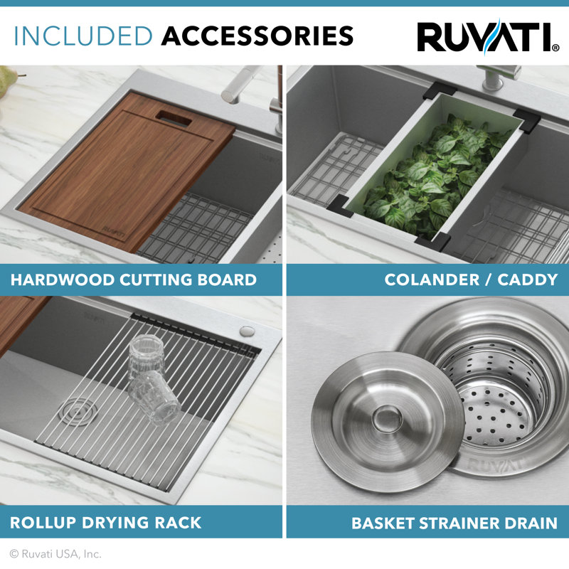 Ruvati Verona Workstation 33 L X 22 W Farmhouse Kitchen Sink Reviews Wayfair