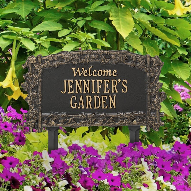 Whitehall Products Ivy Trellis Welcome Personalized Garden Sign 