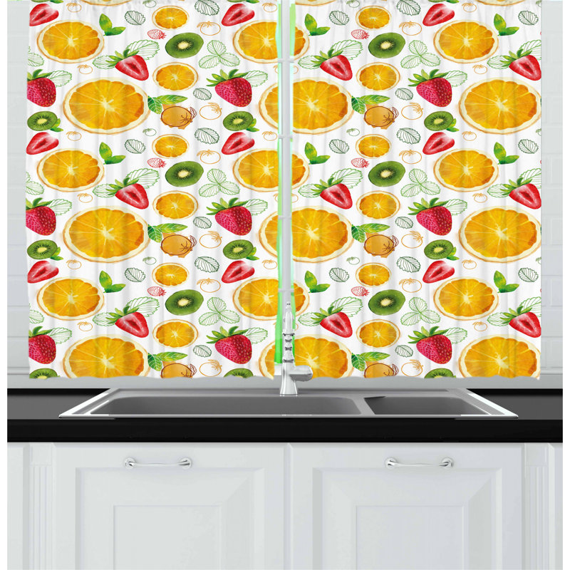 East Urban Home Fruits Kitchen Curtain Wayfair