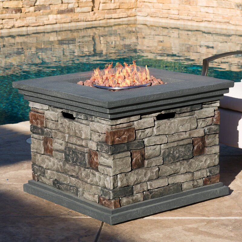 Arlmont & Co. Mauricio Polyresin Propane Fire Pit Table & Reviews | Wayfair