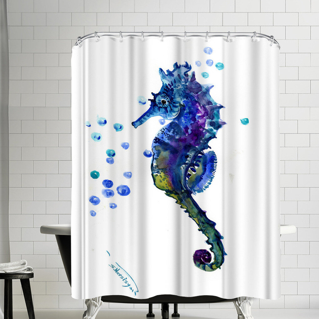 East Urban Home Suren Nersisyan Seahorse Single Shower Curtain Wayfair