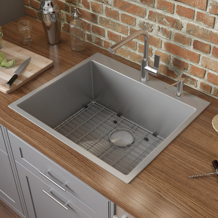 Ruvati Tirana 25 L X 22 W Drop In Kitchen Sink With Basket Strainer Reviews Wayfair