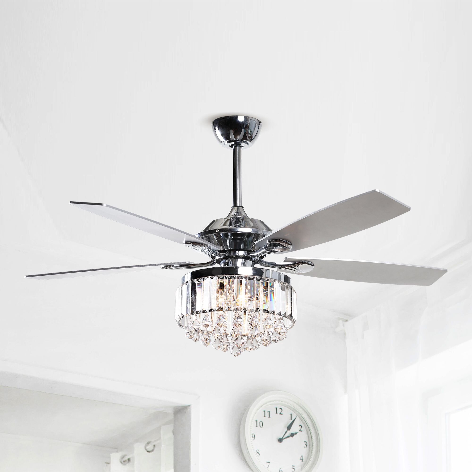 House Of Hampton 52 Estill 5 Blade Crystal Ceiling Fan With Remote Control And Light Kit Included Reviews Wayfair