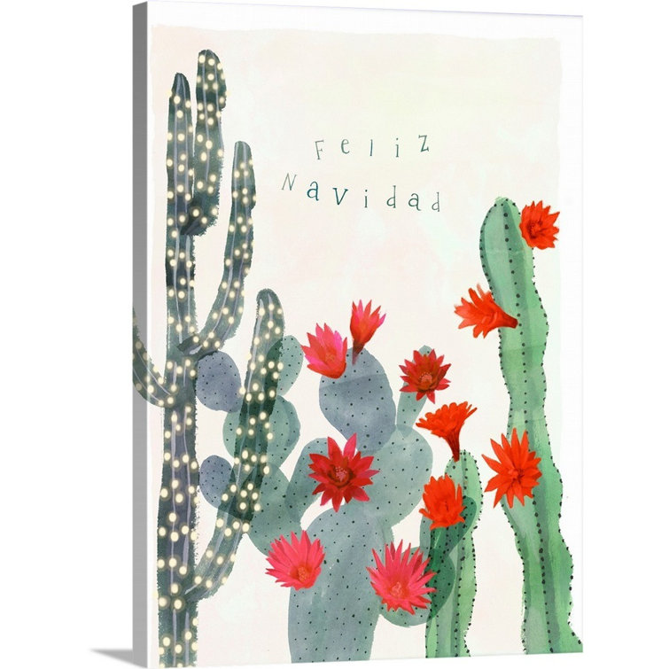 The Holiday Aisle Desert Christmas Cactus Ii By Victoria Borges Painting Print On Canvas Wayfair