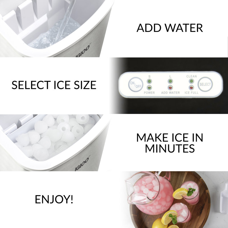 Igloo 26 Pound Automatic Self Cleaning Portable Countertop Ice Maker Machine With Handle White Reviews Wayfair