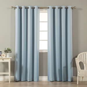 Prudence Solid Blackout Thermal Grommet Curtain Panel (Set of 2)