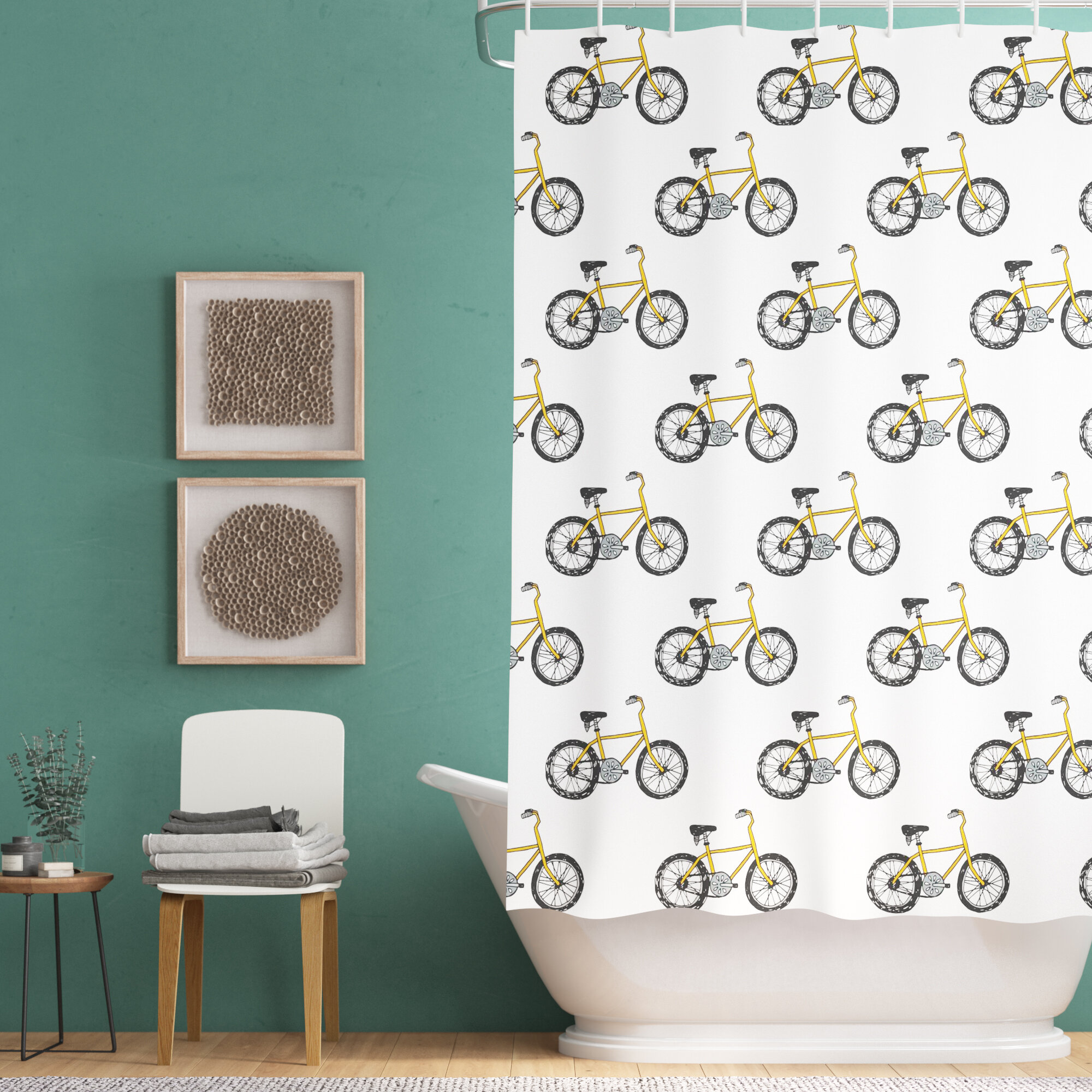 Ivy Bronx Heidenreich Bicycle Shower Curtain Set Reviews Wayfair