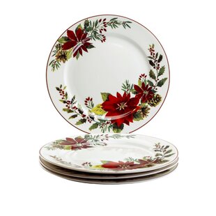 Details about   Better Homes and Gardens POINSETTIA 8.75" Salad Dessert Plate Red Christmas Mint 