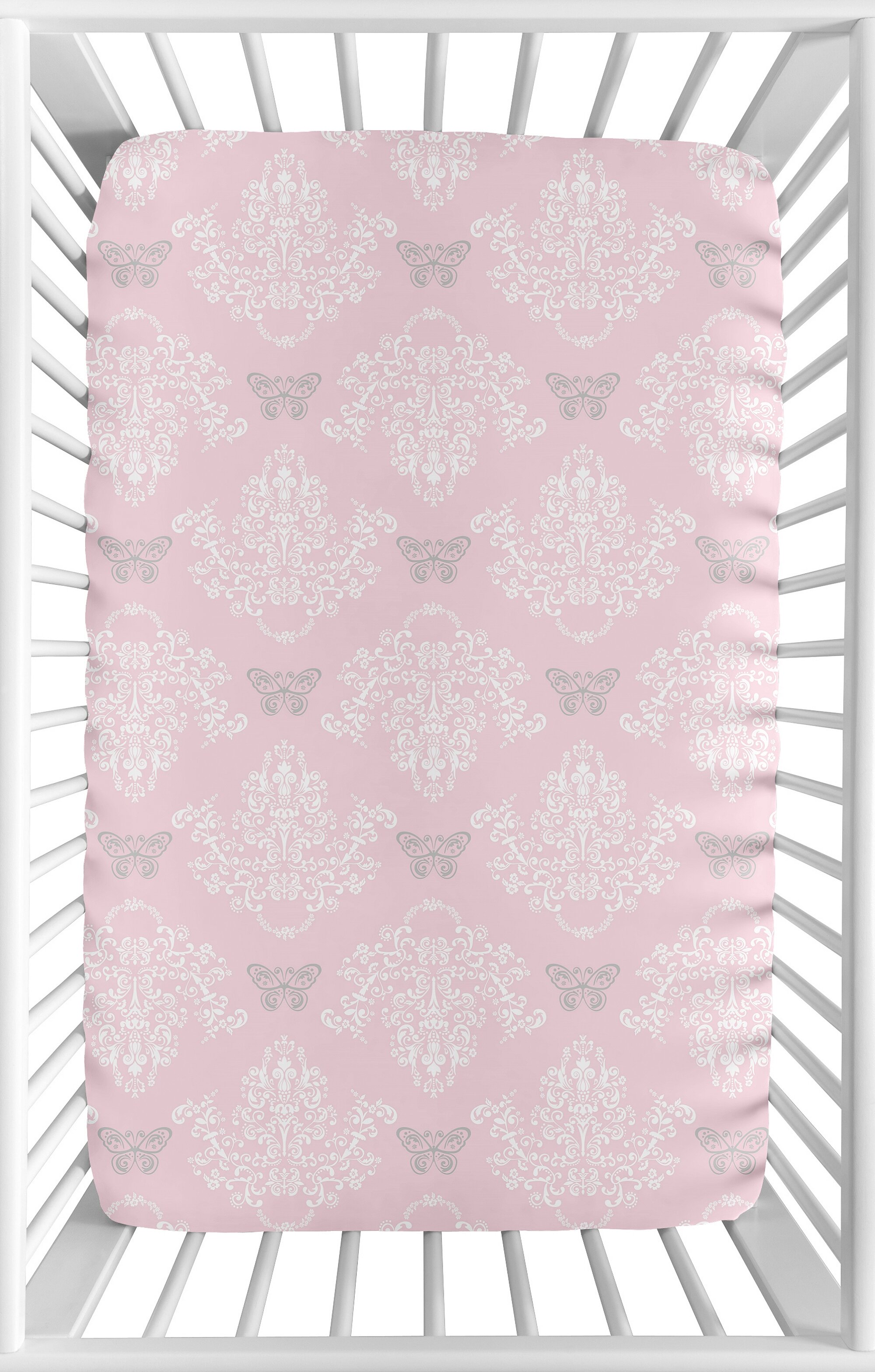 Sweet Jojo Designs Alexa Butterfly Damask Mini Fitted Crib Sheet