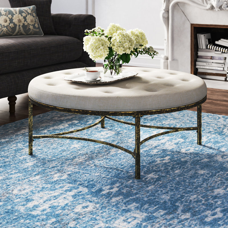 Kelly Clarkson Home Prentice 44" Tufted Round Cocktail Ottoman | Wayfair
