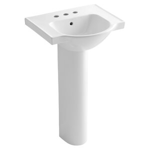 Veer Ceramic 21 Pedestal Bathroom Sink with Overflow