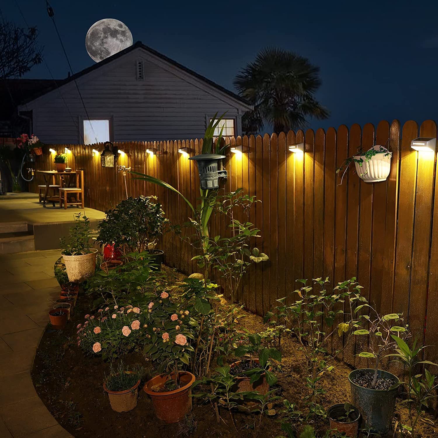 10x Solar Wall Mount 2-LED Light Outdoor Garden Yard Lamp Pure White 2700K