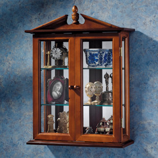 Hanging Wall Curio Cabinets Wayfair Amesbury Manor Wall Mounted Curio Cabinet