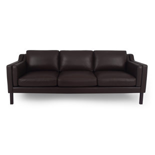 Rolando Mid-Century Leather Sofa by Corrigan Studio Great price