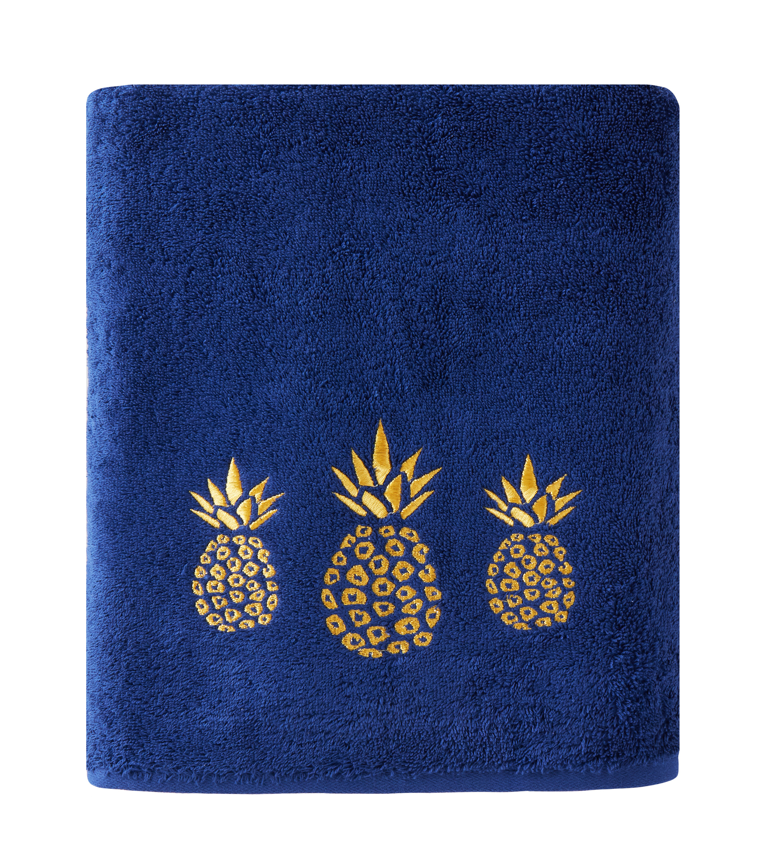 iDesign Set of 4 Bath Towels Large Embellished 100 Percent Cotton Guest Towels Soft Towels Set for Shower Bath and Sauna Light Blue