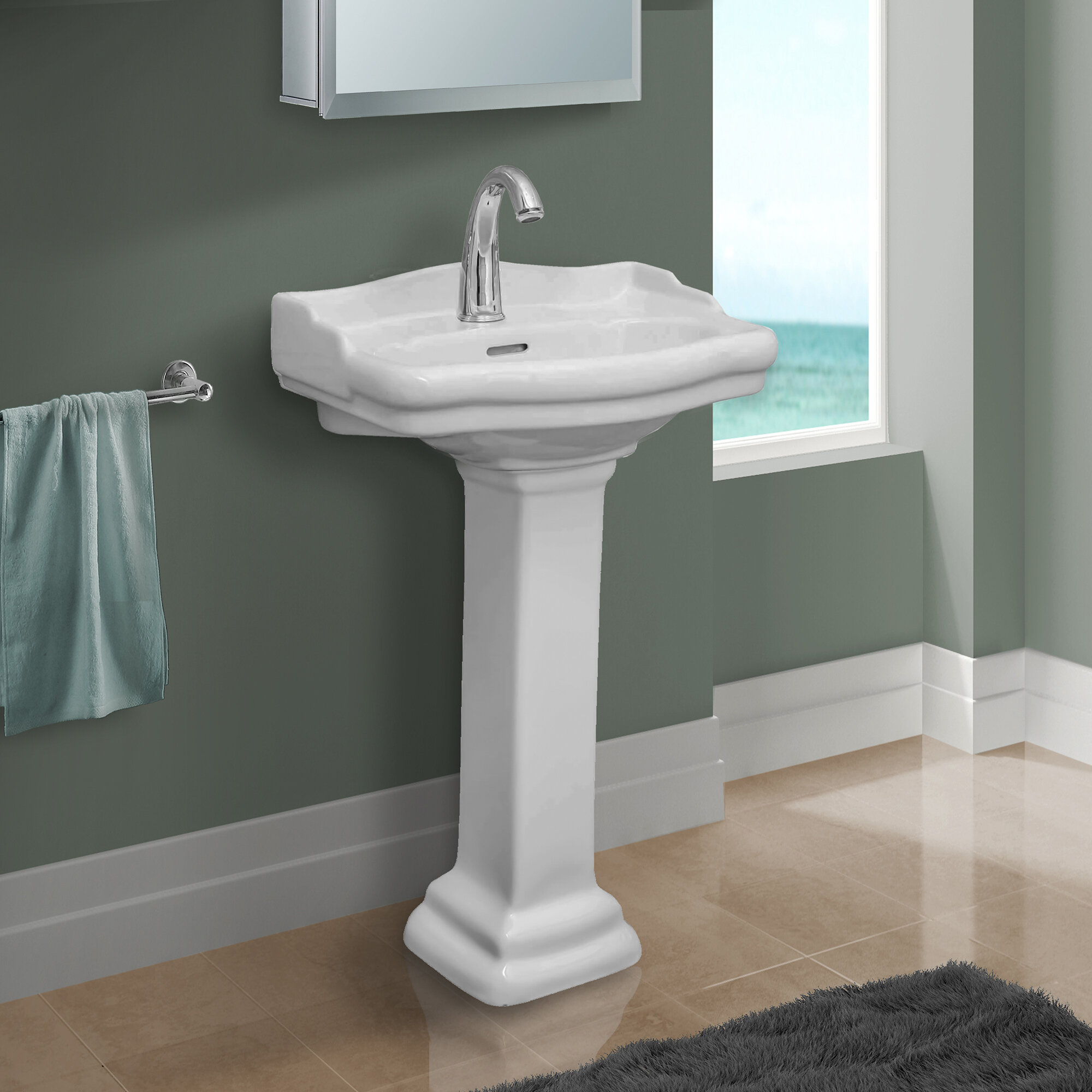 Fine Fixtures Roosevelt 275 Tall Vitreous China Oval Pedestal Bathroom Sink With Overflow Reviews Wayfair