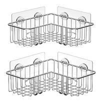 Shower Organizer Shelf for in Kitchen Shower Rack Organizer with Adhesive and Hooks Sliver Bedroom and Toilet Corner Shower Caddy 2-pack Stainless Steel Bathroom Caddy Shelf 