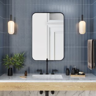 Living Room Black Bedroom 24” Round Mirror for Bathroom Classical Brushed Metal Frame Mirror for Bathroom Large Vanity Mirror