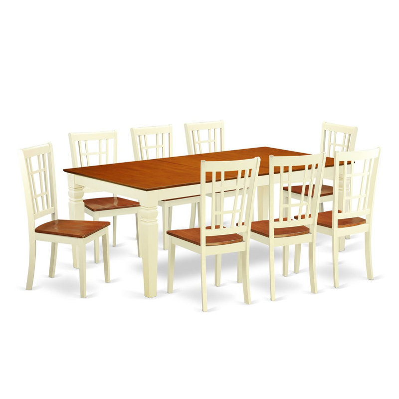 Darby Home Co Beesley 9 Piece Buttermilk Cherry Wood Dining Set