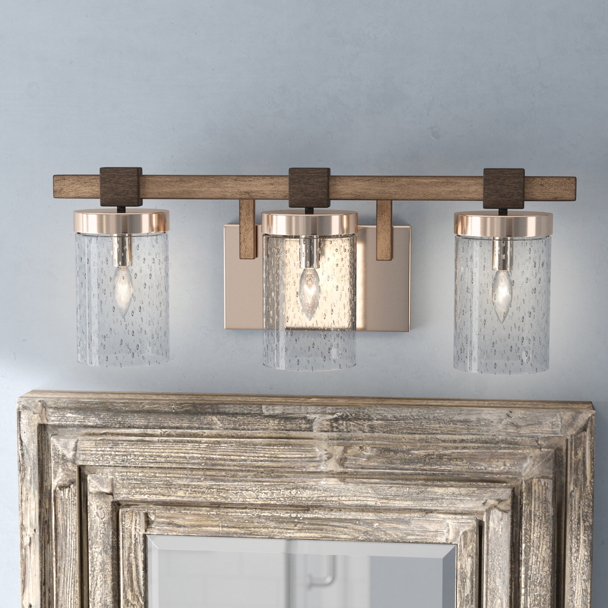 Union Rustic Lipsey 3 Light Dimmable Stone Grey Brushed Nickel Vanity Light Reviews Wayfair