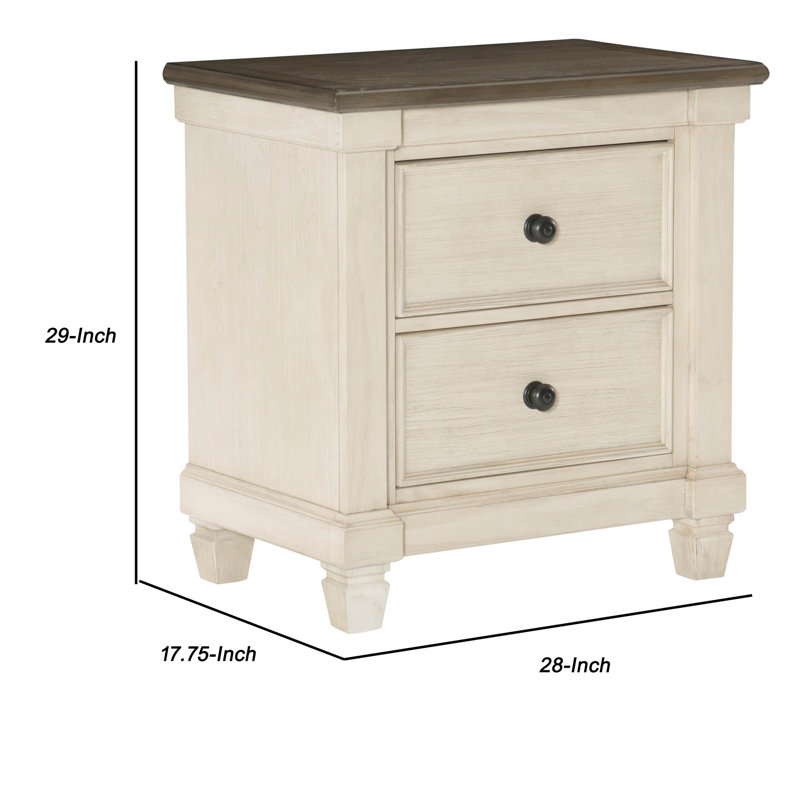 Rosalind Wheeler Adamsville 2 Drawer Nightstand In White Brown Wayfair