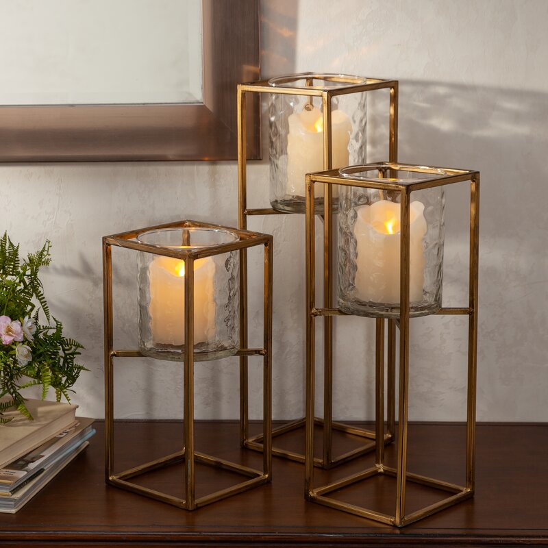 set of three candle lanterns