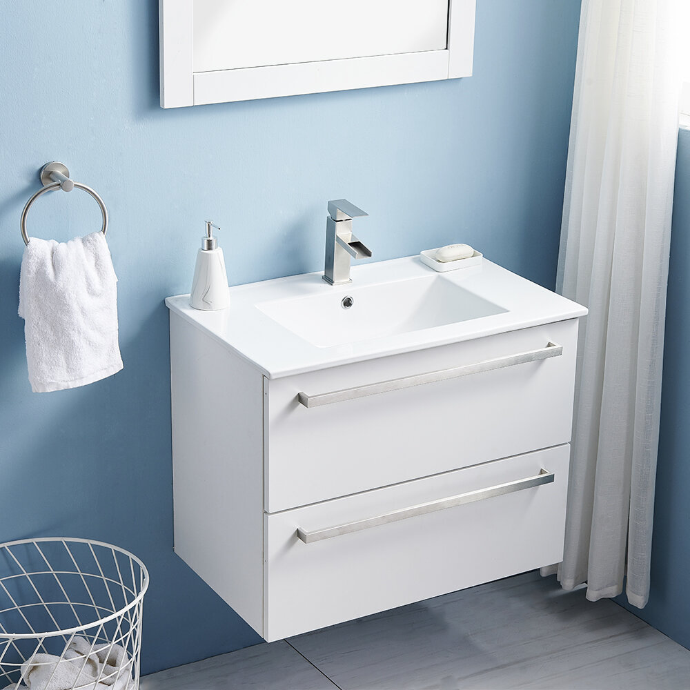 Orren Ellis Carbondale 30 Wall Mounted Single Bathroom Vanity Set Reviews Wayfair